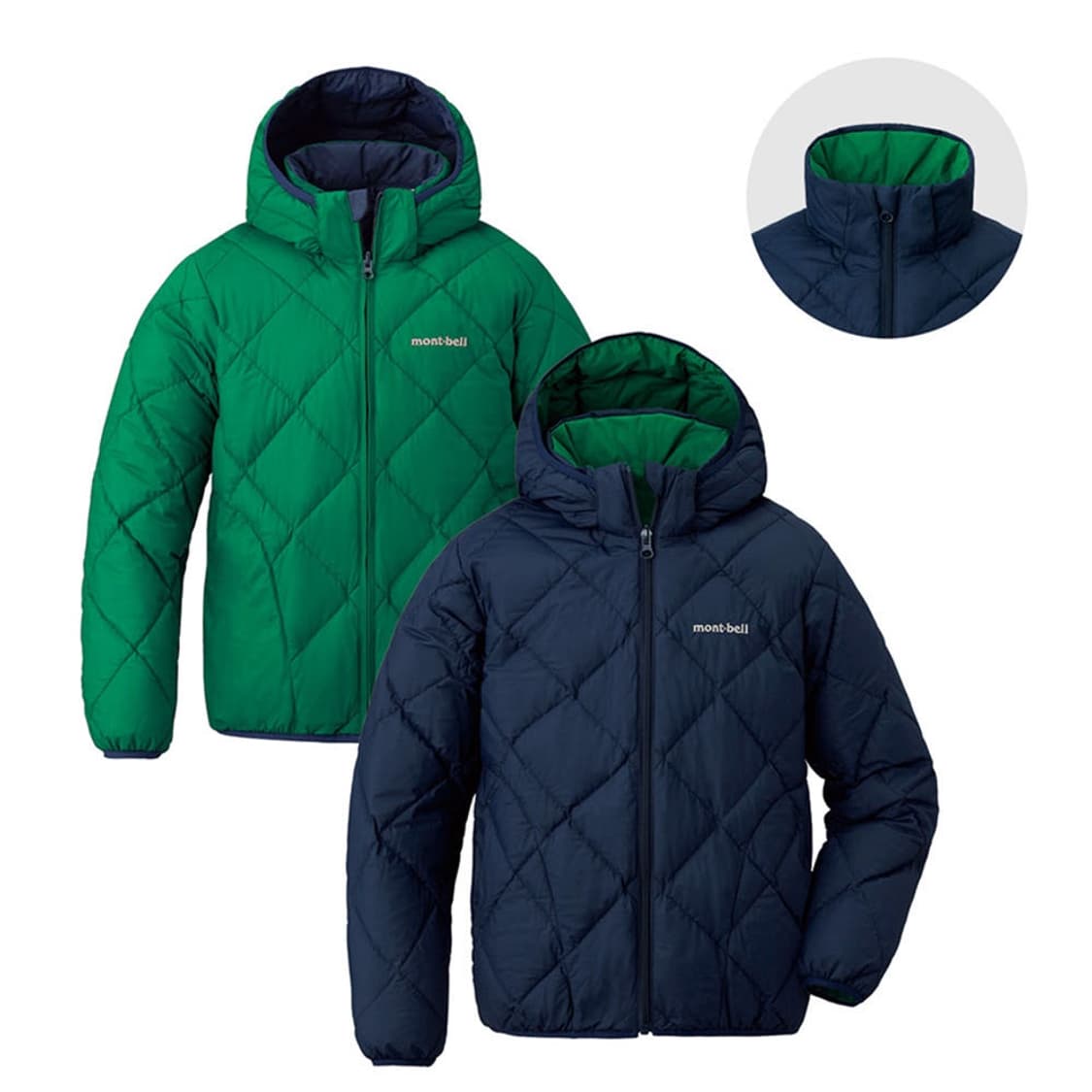 몽벨 키즈 리버시블 다운 파카 네이비 그린 160 상품이미지1