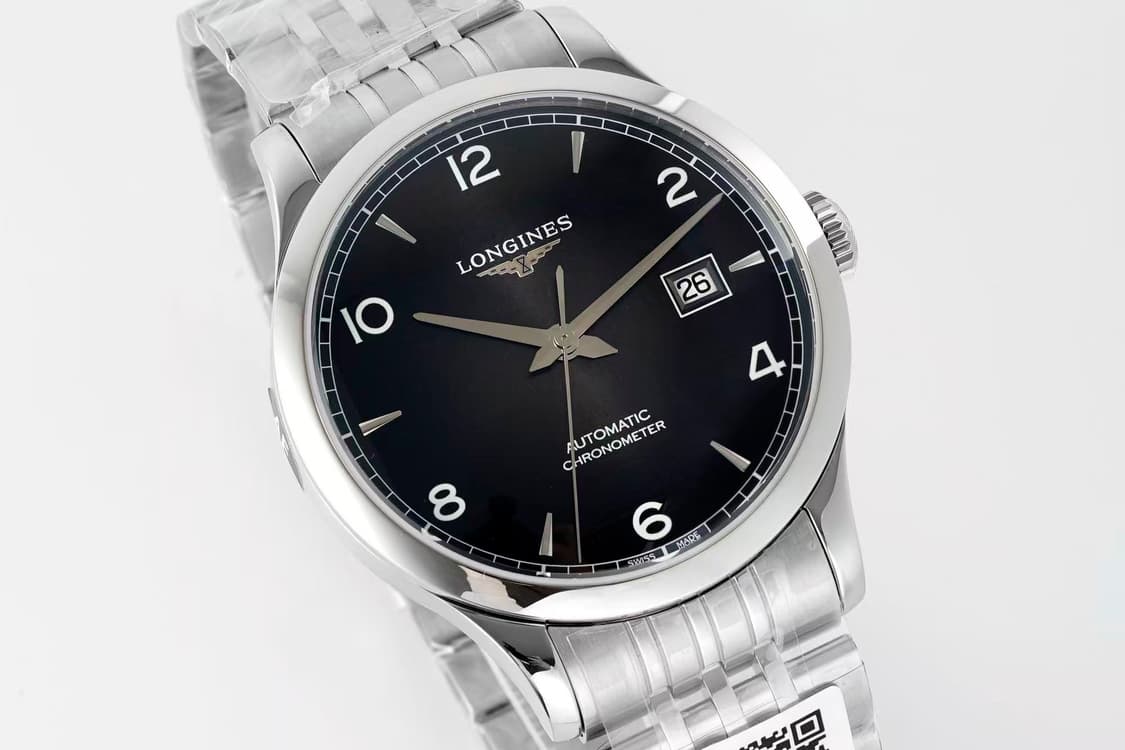 론진 레코드 오토매틱 40mm 스테인리스 스틸 블랙 상품이미지1