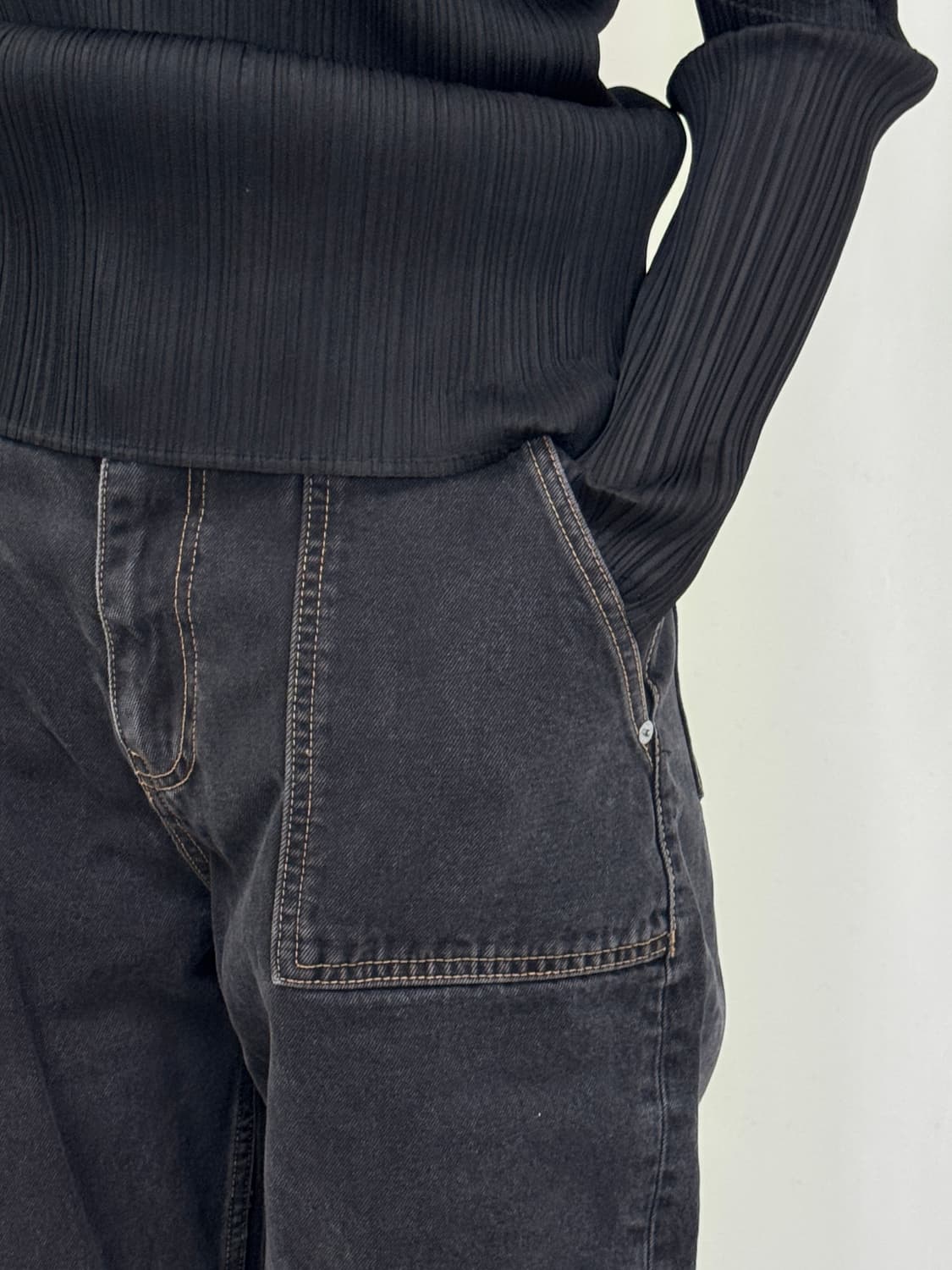 GANNI 가니 와이드 카고 데님 진 흑청바지 28 상품이미지9