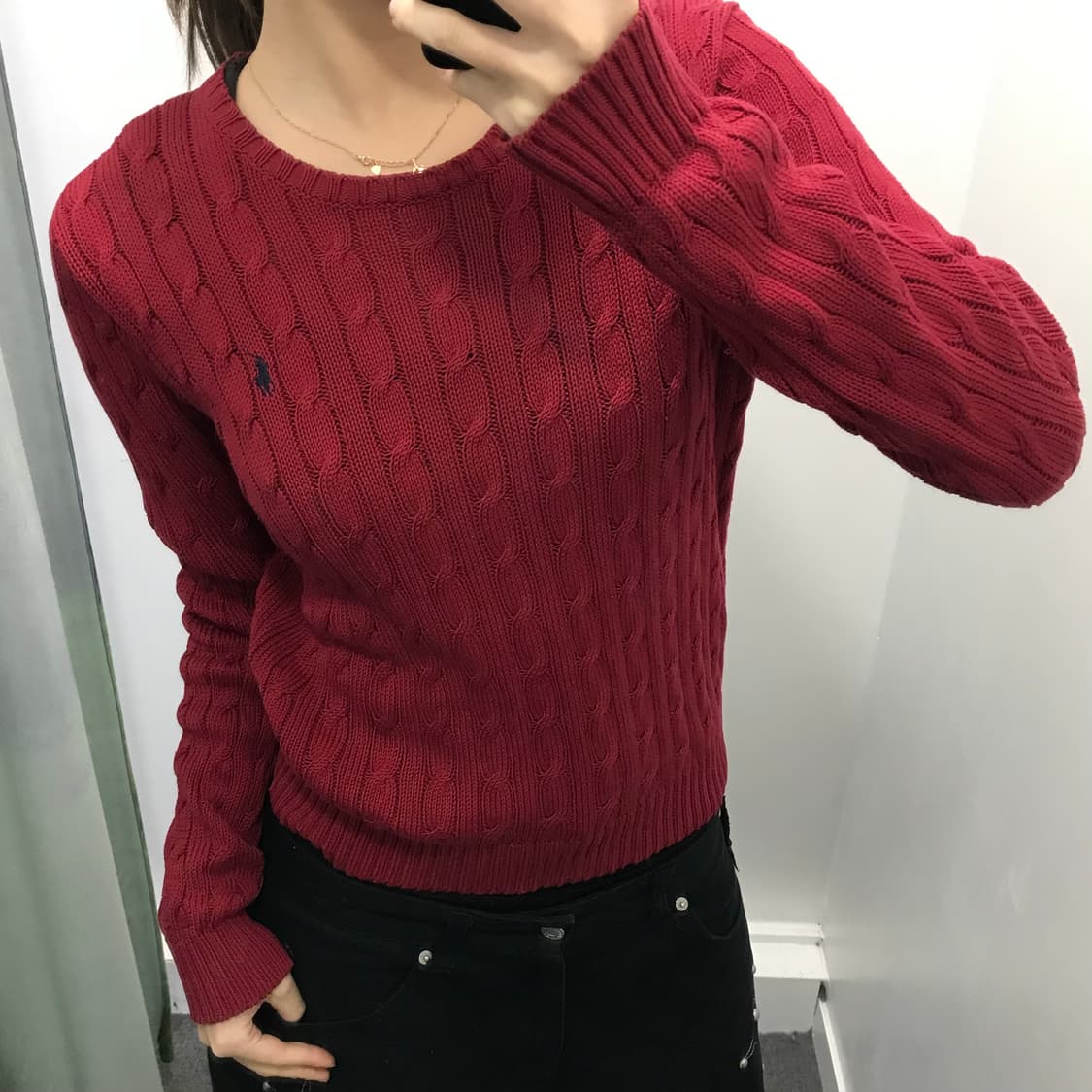 랄프로렌 스포츠 레드 꽈베기 니트 상품이미지1