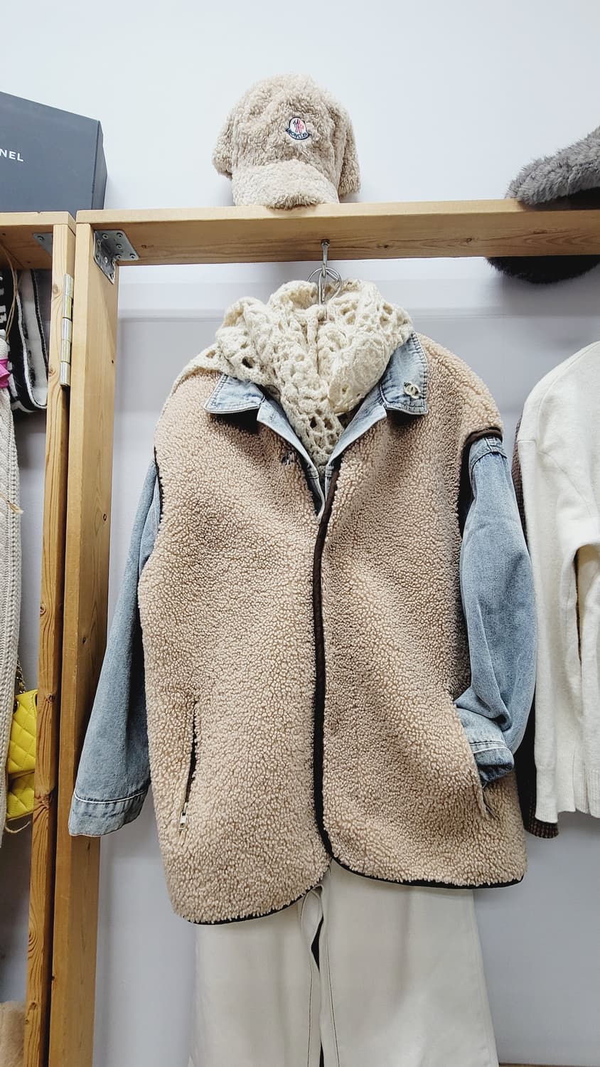 뽀글이 데님레이어드 자켓 상품이미지1