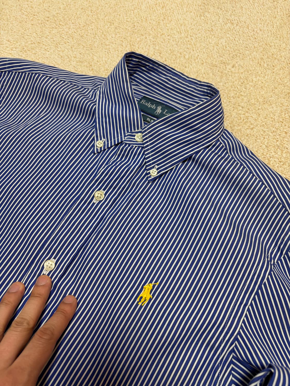 S) 폴로 랄프로렌 슬림핏 스트라이프 포플린 셔츠  상품이미지3