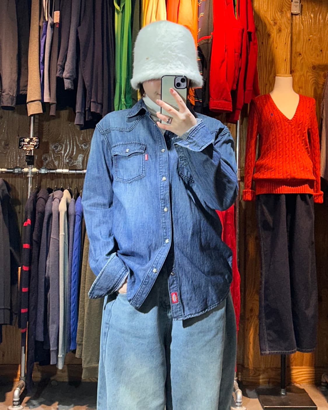 XL 디키즈 빈티지 워싱 데님 웨스턴 셔츠  상품이미지1