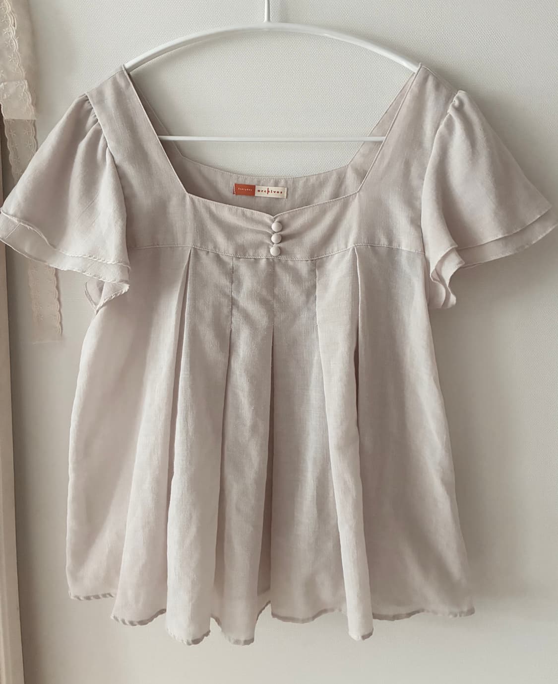 일본 빈티지 뮤트 연보라 반팔 블라우스  상품이미지1