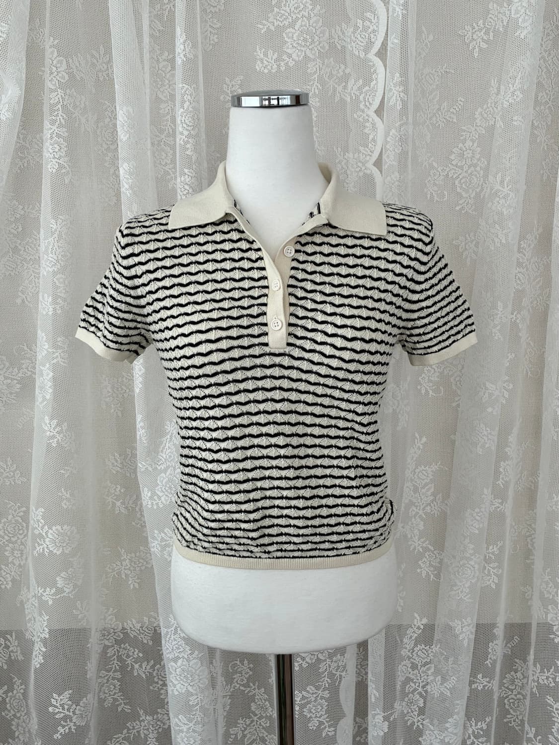 S) 클럽모나코 24년 다이아몬드 포인텔 폴로 니트 상품이미지1