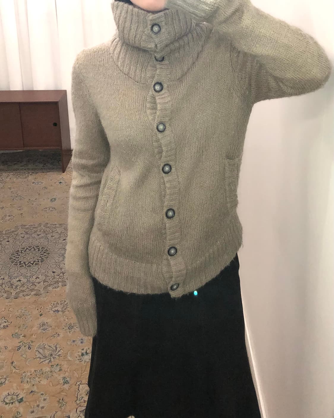 브라운 하이넥 가디건 상품이미지3