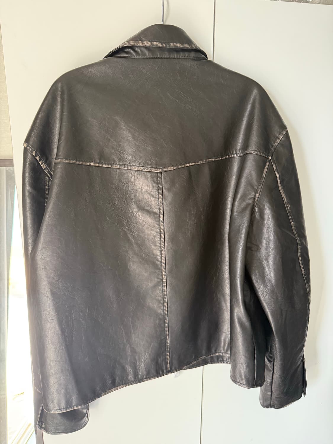 ZARA 가죽자켓 남성 XL 워싱 페이크 레더 자켓 상품이미지3