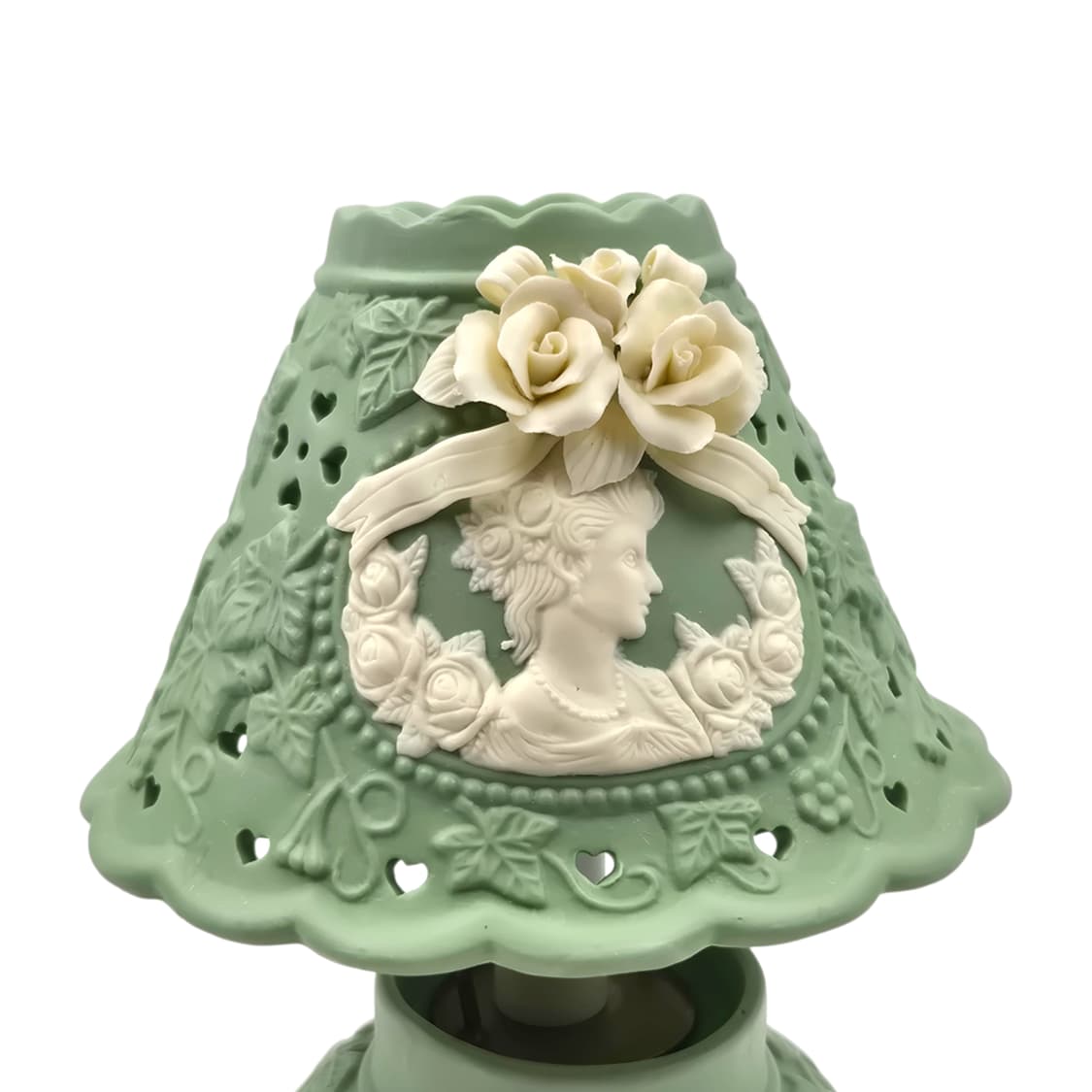 90s 엔틱 카메오 꽃포지 포셀린 테이블 램프 상품이미지4