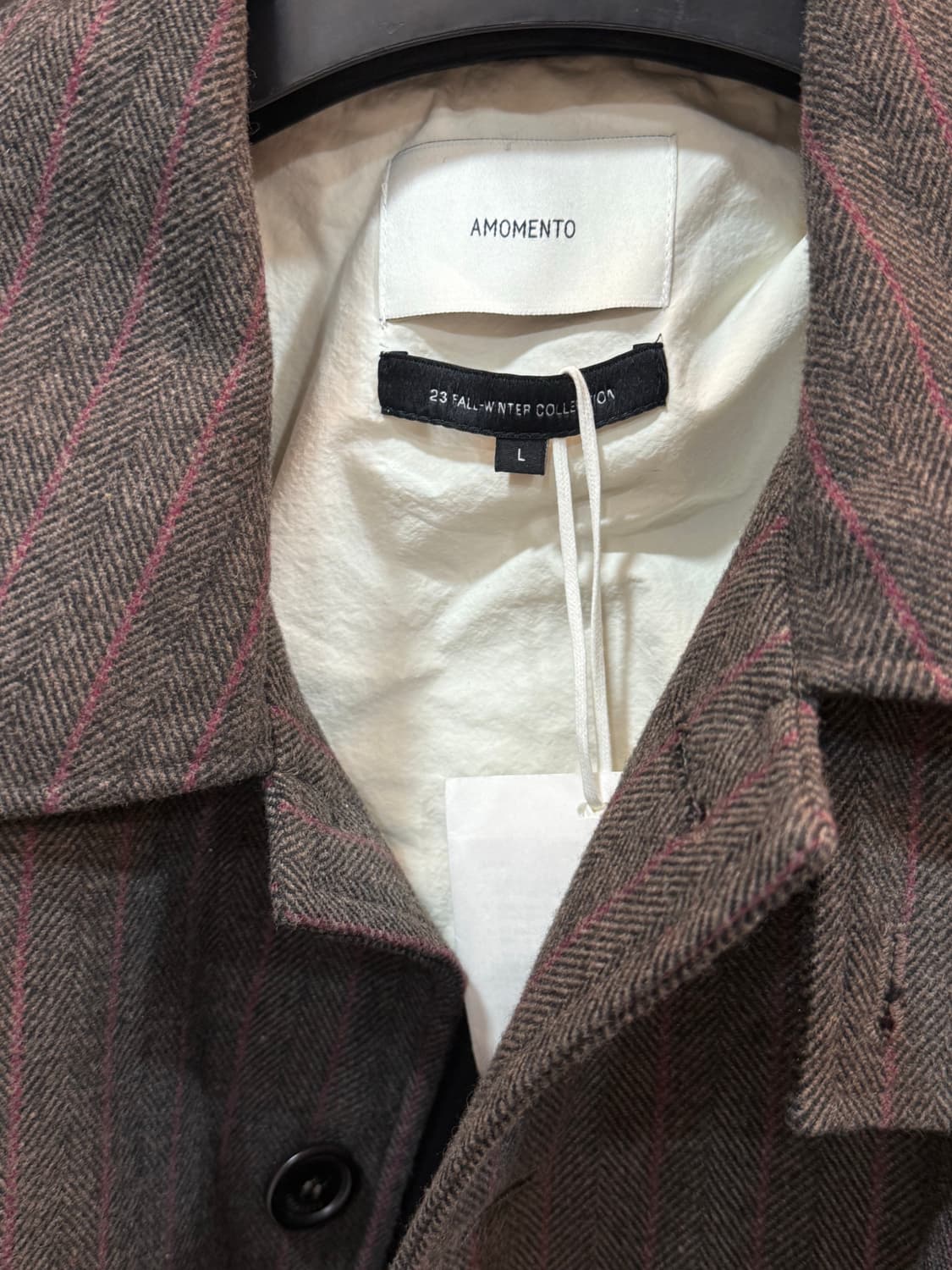 아모멘토 패디드 울 스트라이프 자켓 브라운 l 상품이미지3