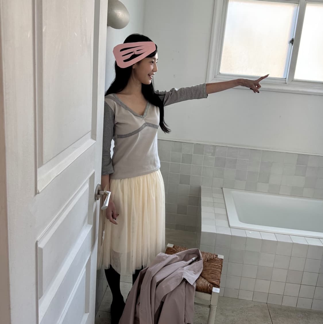 인앤양인하모니 스커트 아이보리 Tulle skirt 상품이미지5