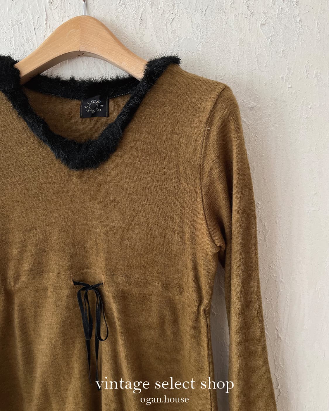 vintage mustard camel fur trimming top 상품이미지4