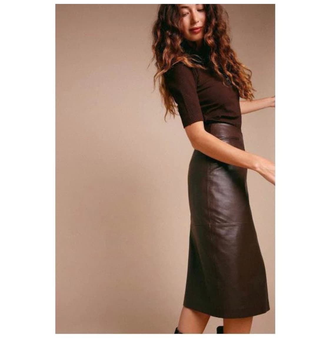 Rouje 루즈 가죽 미디 스커트 상품이미지4