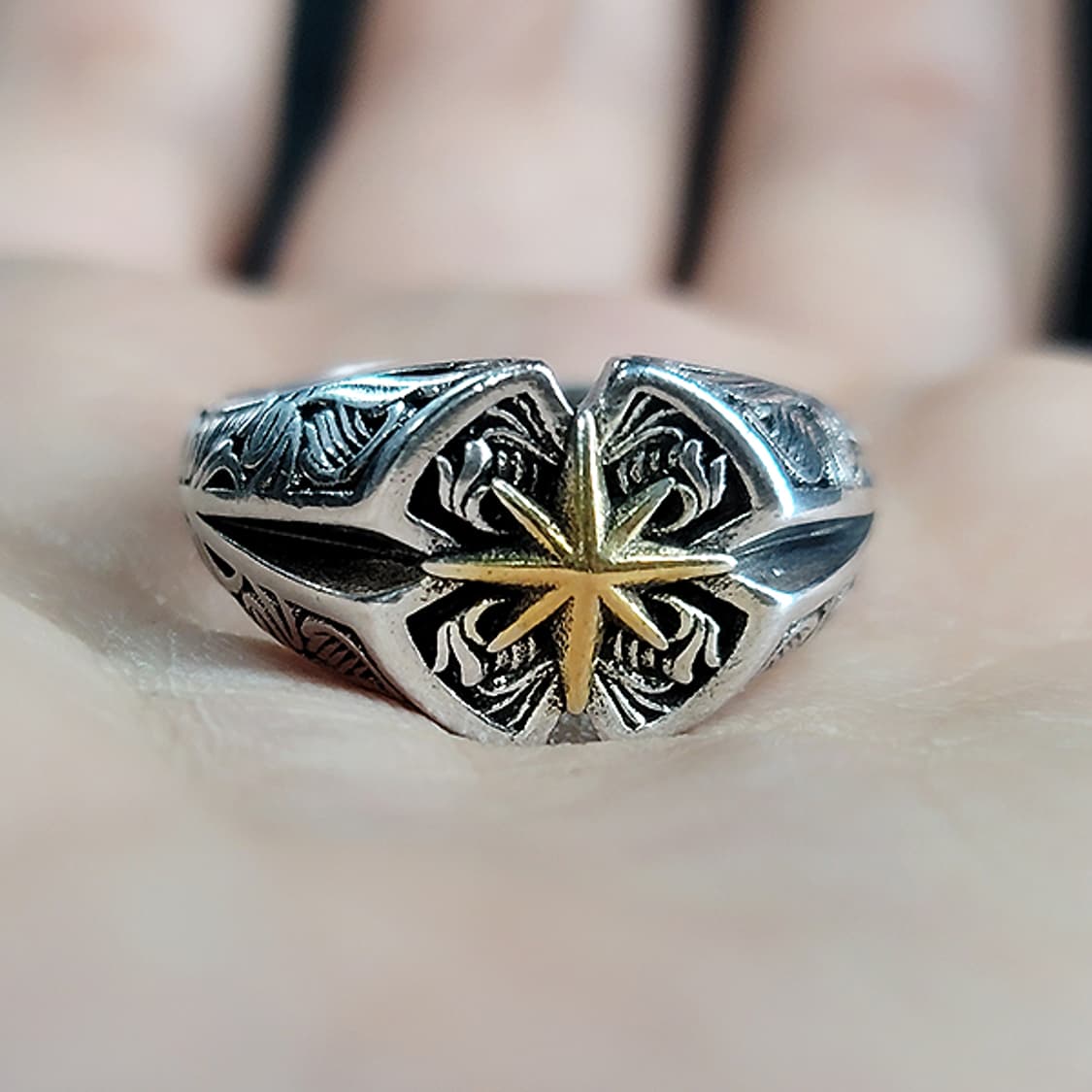 Haren 백동 남자 엔틱 빈티지 명품 고대 별 반지 상품이미지6