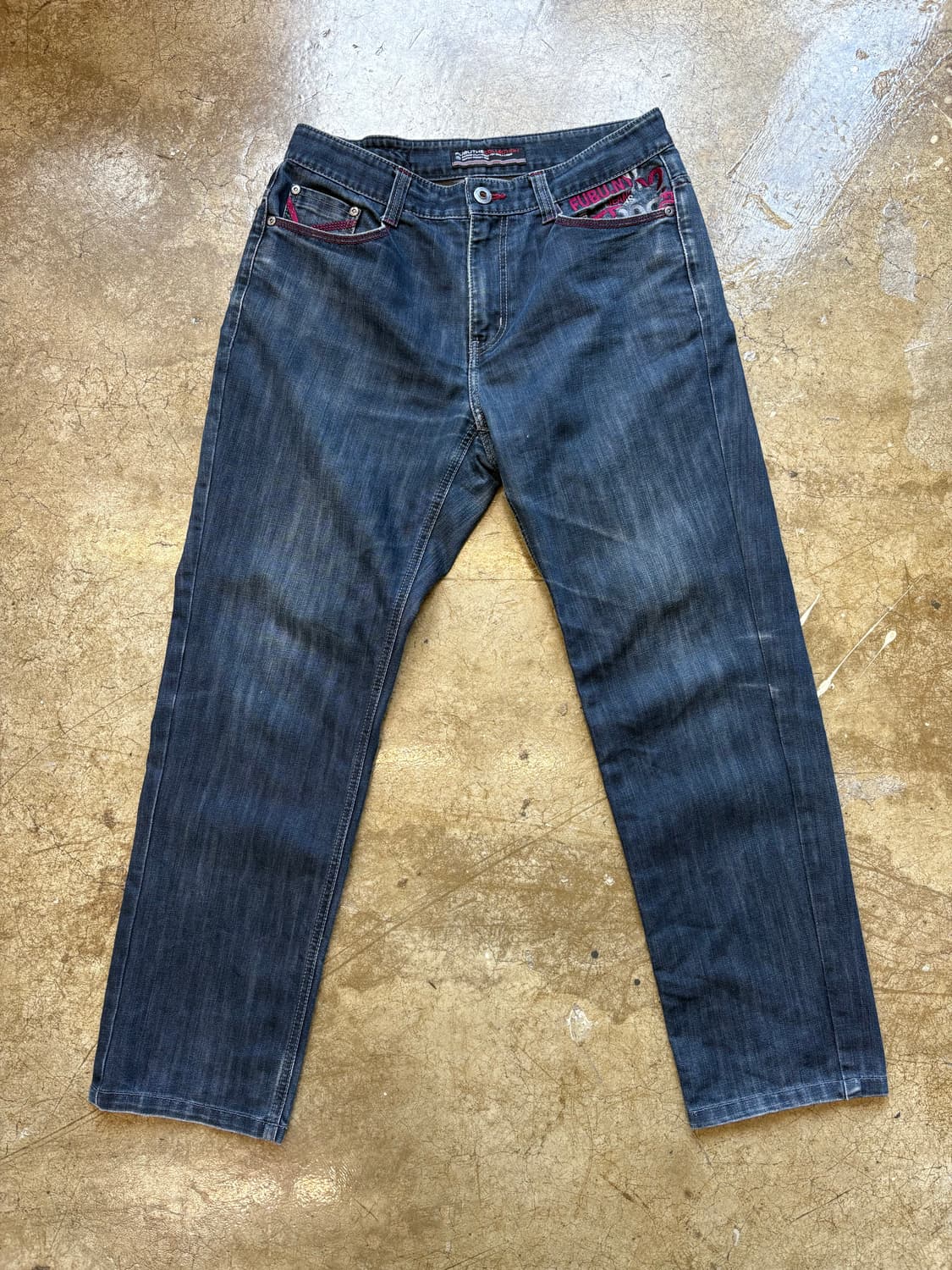 FUBU 후부 컬렉션 자수 생지 데님 팬츠 상품이미지1