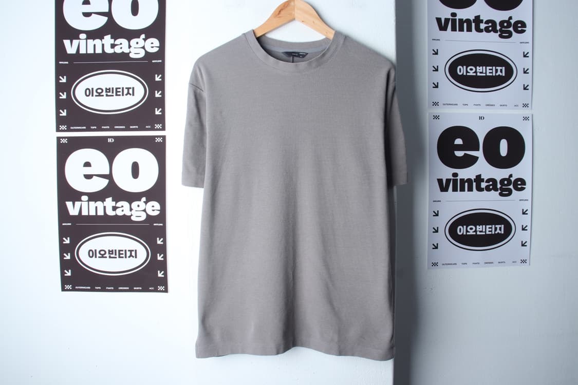 (L-XL) 앤드지 반팔 티셔츠 와플 차콜 무지 놈코어-H33068 상품이미지2