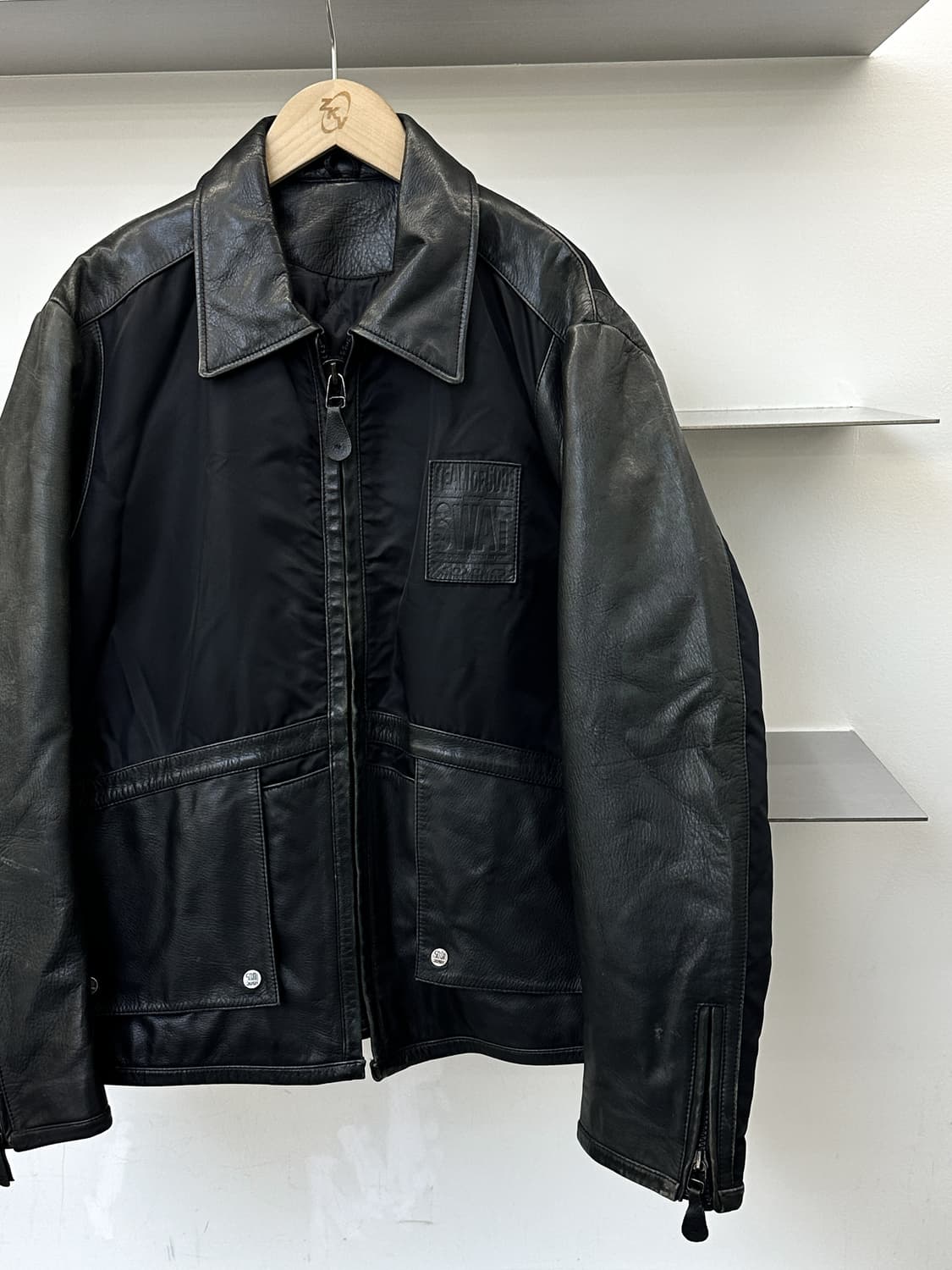 쿠기 90s S.W.A.T 레더 나일론 자켓 상품이미지2