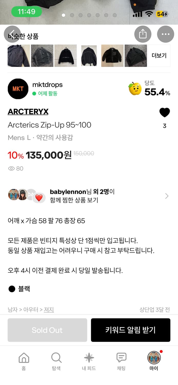 아크테릭스 빈티지 집업 95~100 상품이미지8