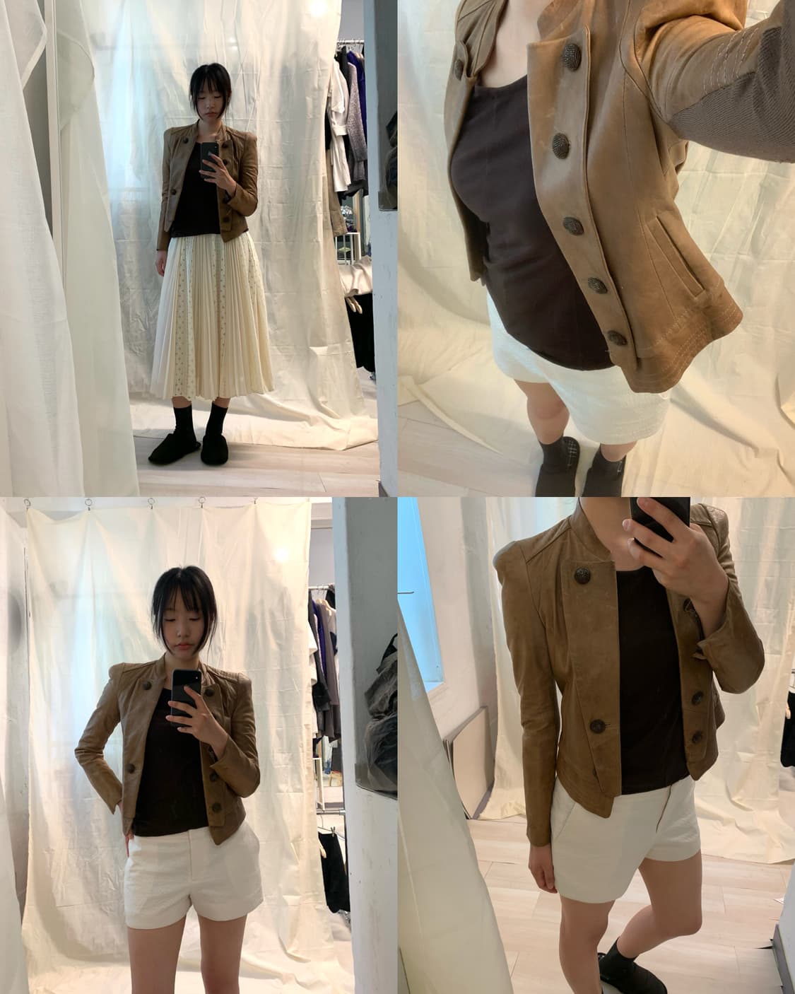 lamb leather stand collar jacket 상품이미지5