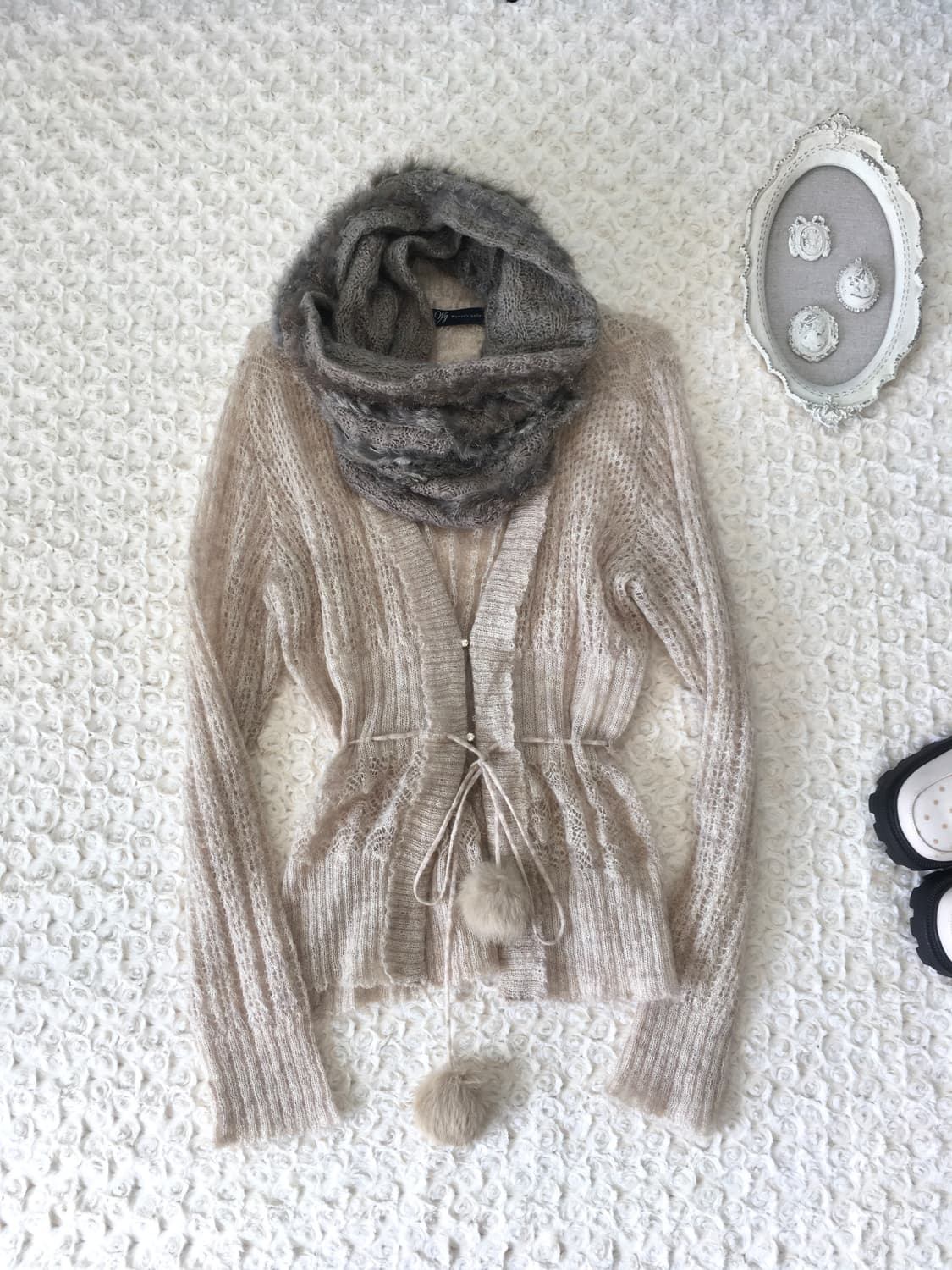 일본빈티지 핑크베이지 페어리가디건 상품이미지8