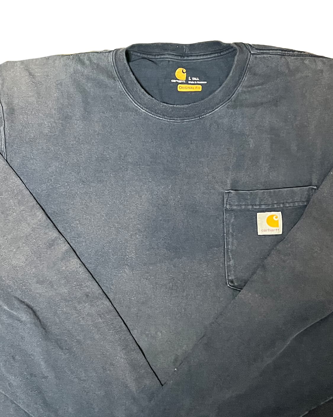 Faded Carhartt Longsleeve (Navy, L Tall) 상품이미지3