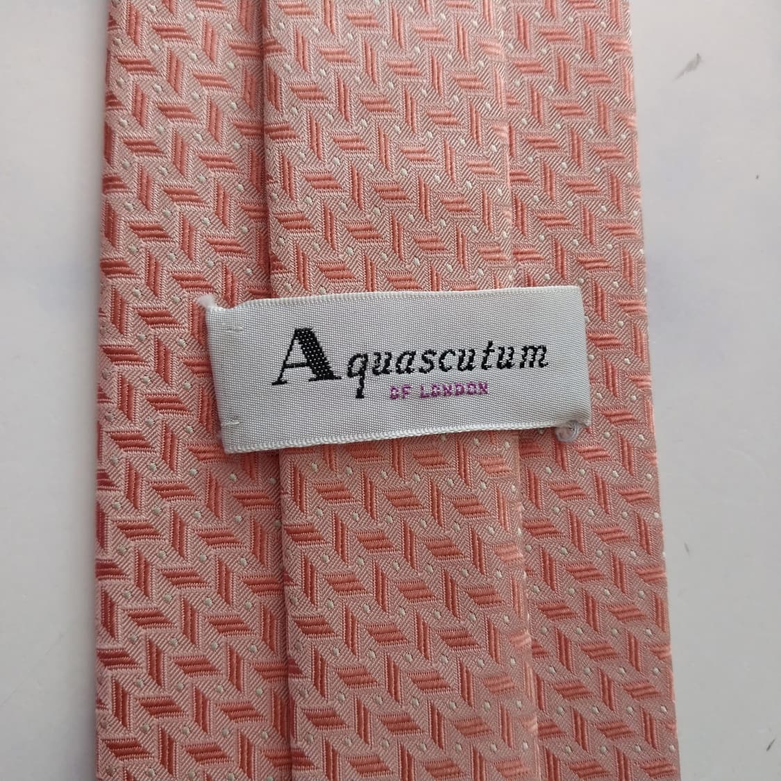 아쿠아스큐텀 실크 핑크 자카드 패턴 넥타이 9.4cm A등급 K2407 상품이미지5