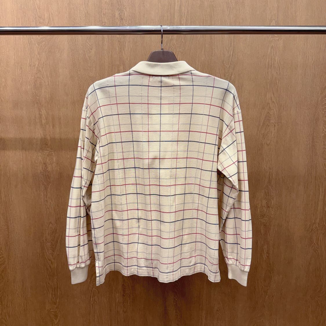 버버리 런던 체크 PK 긴팔 티셔츠 노바체크 카라티 베이지 상품이미지3