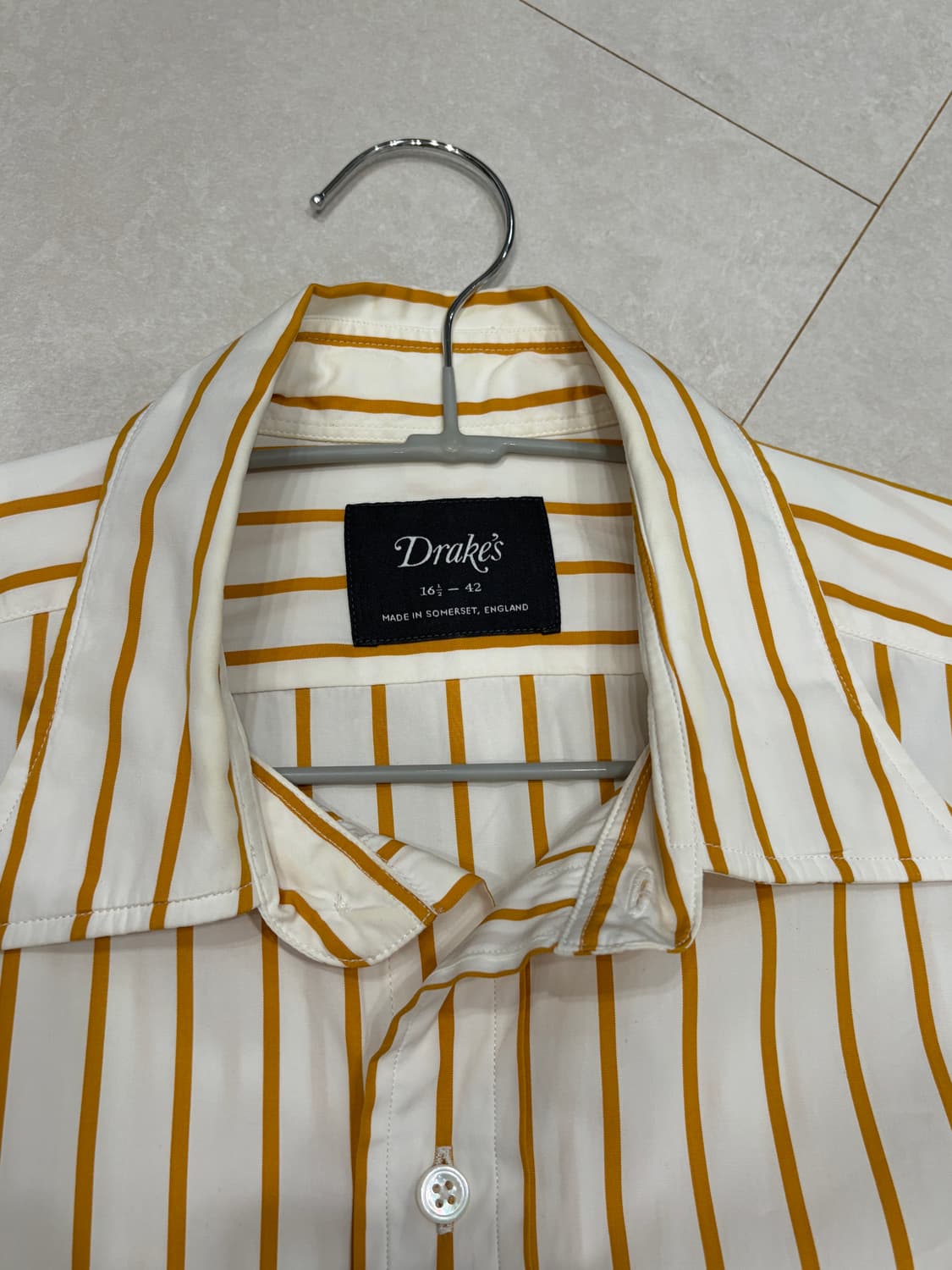 드레익스 Drakes 옐로우 스트라이프 셔츠 상품이미지2