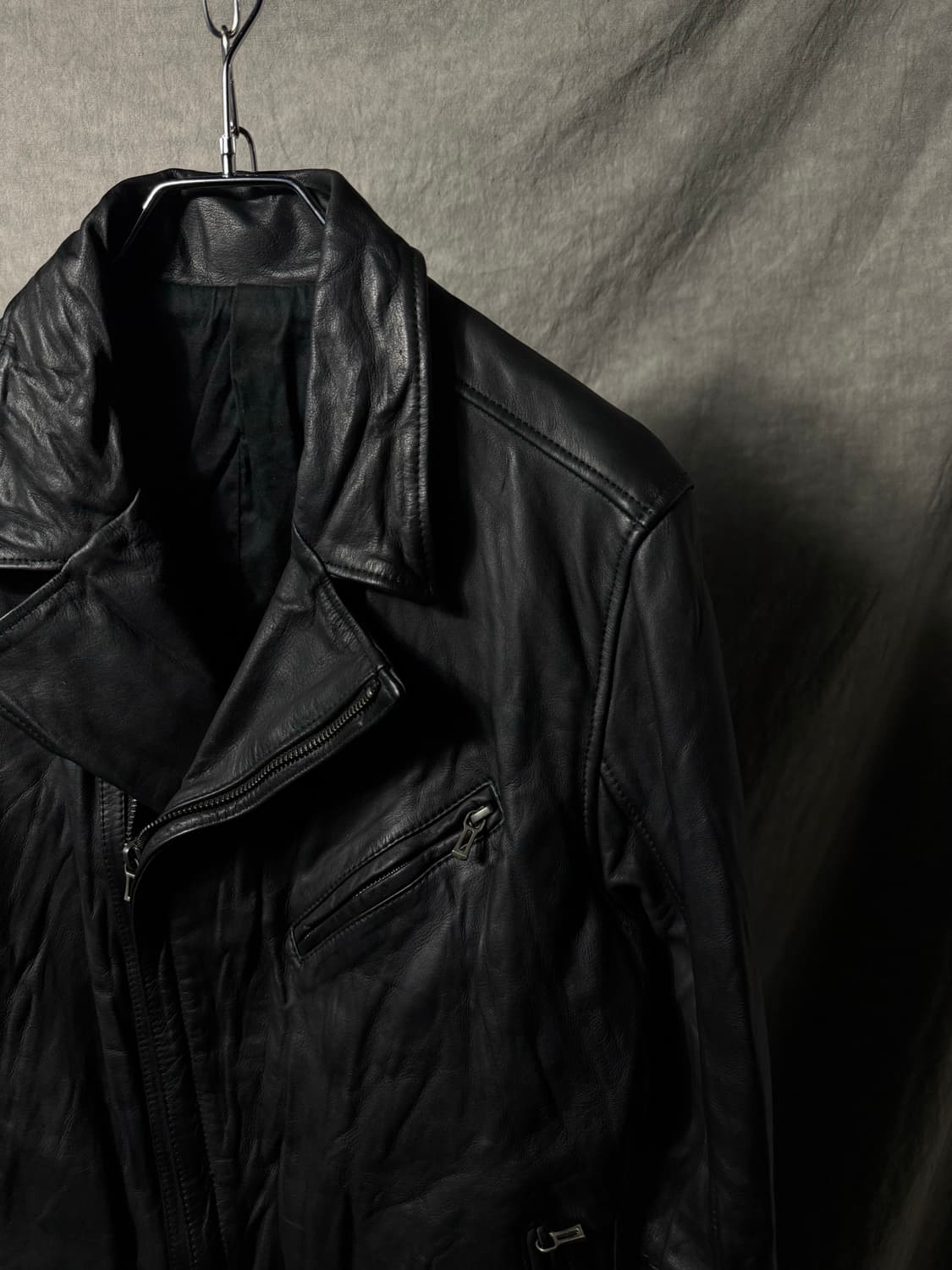 Shellac Cowhide Double Zipper Jacket 상품이미지5