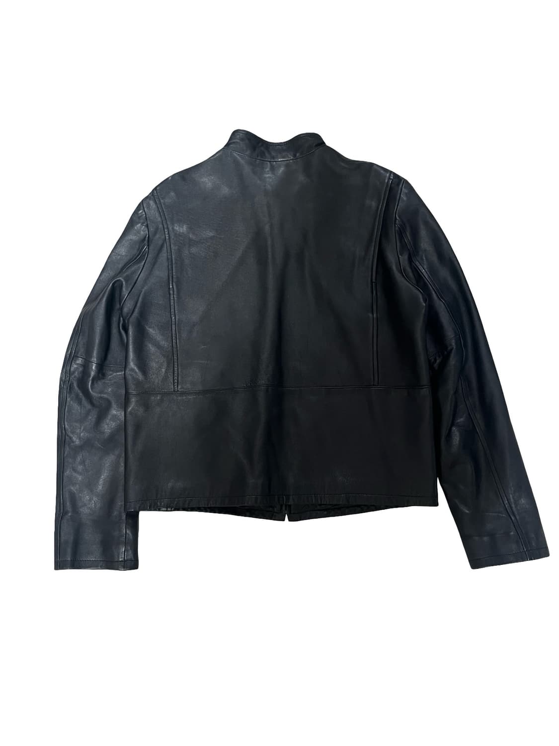 Armani Jeans 블랙 100% 천연가죽 라이더 자켓 해 상품이미지4