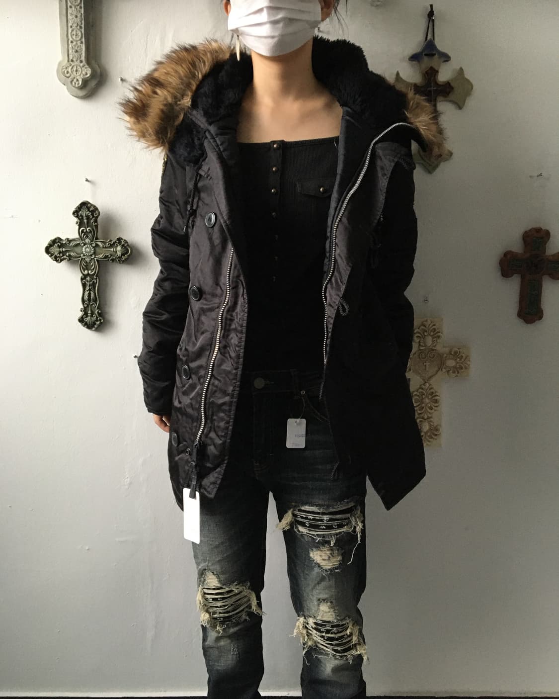 Alpha inderstries fake fur hood jumper 상품이미지1