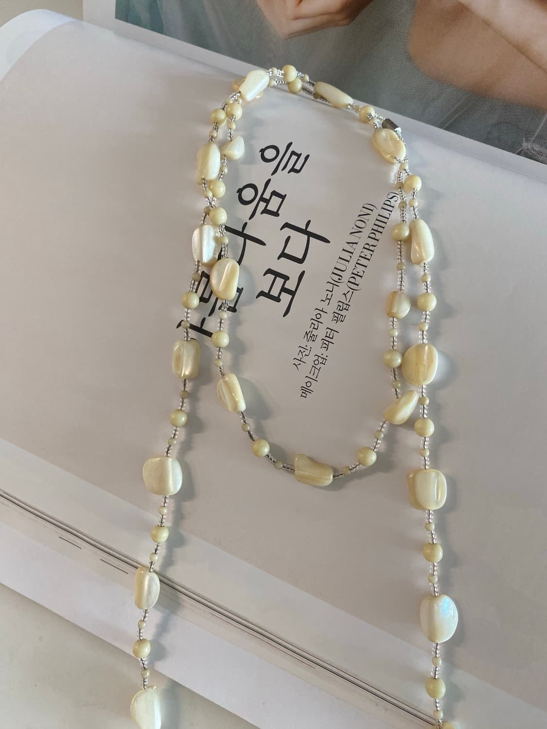 천연 자개 목걸이 비즈 빈티지 상품이미지4