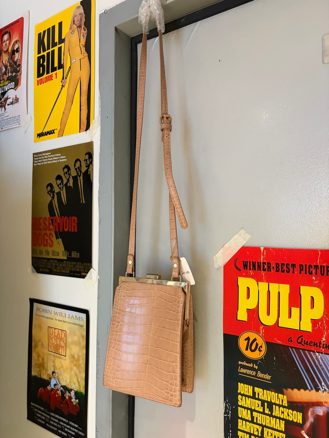 악어 패턴 베이지 메탈 크로스 미니백 상품이미지4