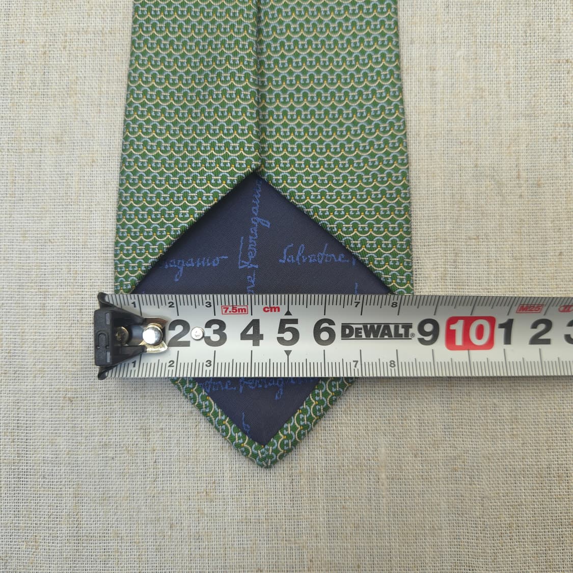 페라가모 실크 넥타이 그린 패턴 상품이미지8