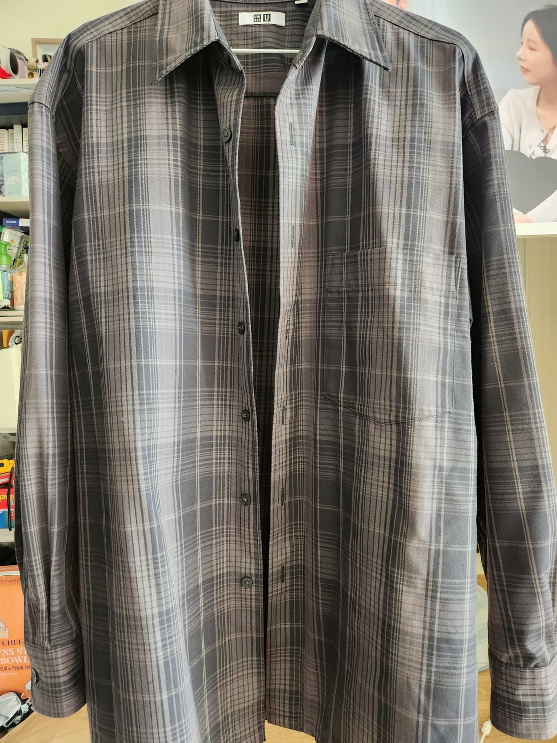 유니클로 플란넬 오버사이즈 체크 셔츠 XL 팝니다 상품이미지1