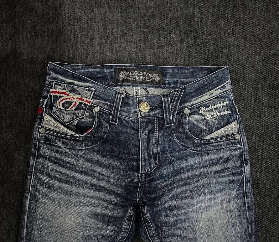 Red pepper 00's skull embroider denim 상품이미지3