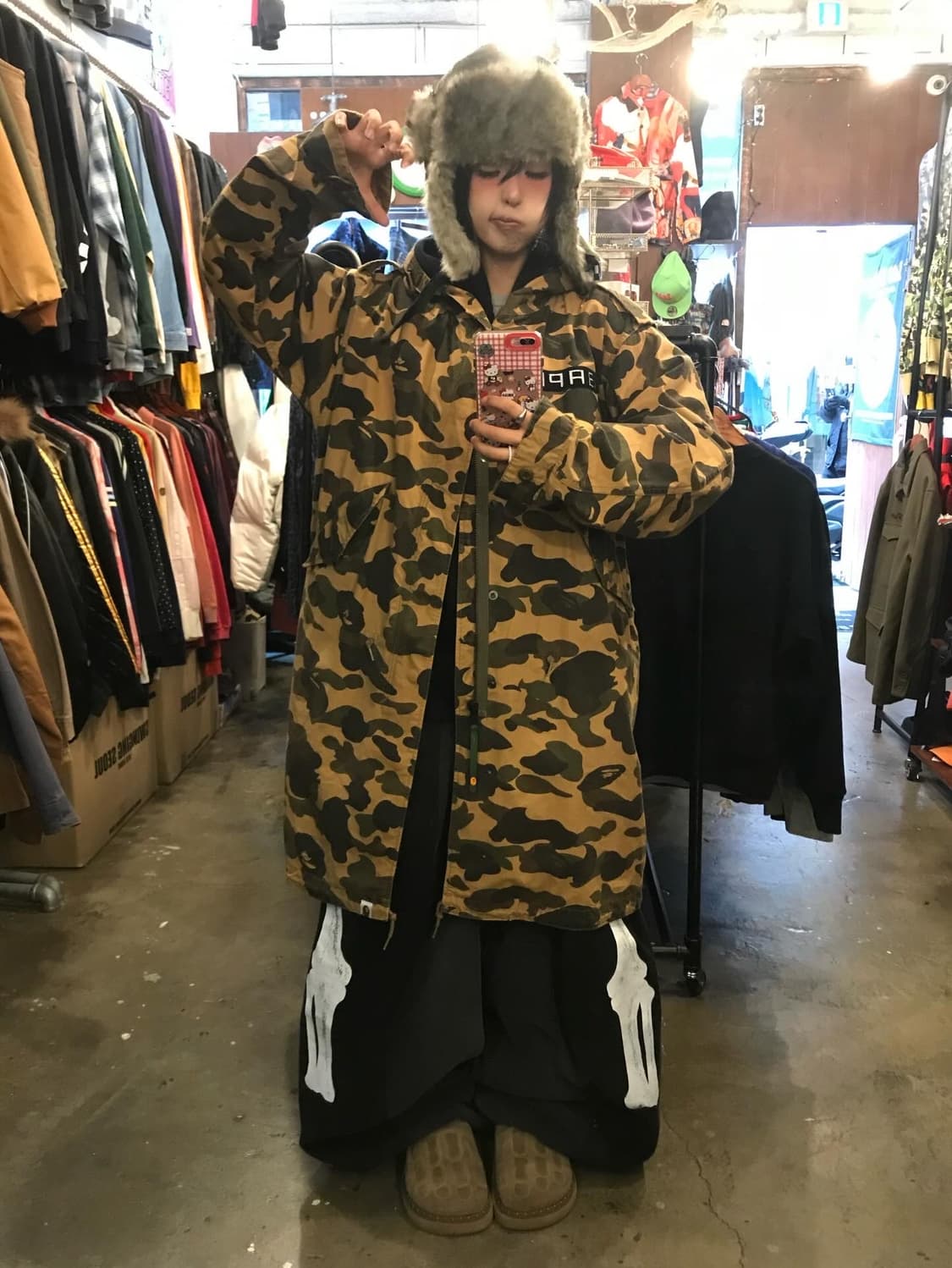 Bape Camouflage Hooded Long Jacket 상품이미지6