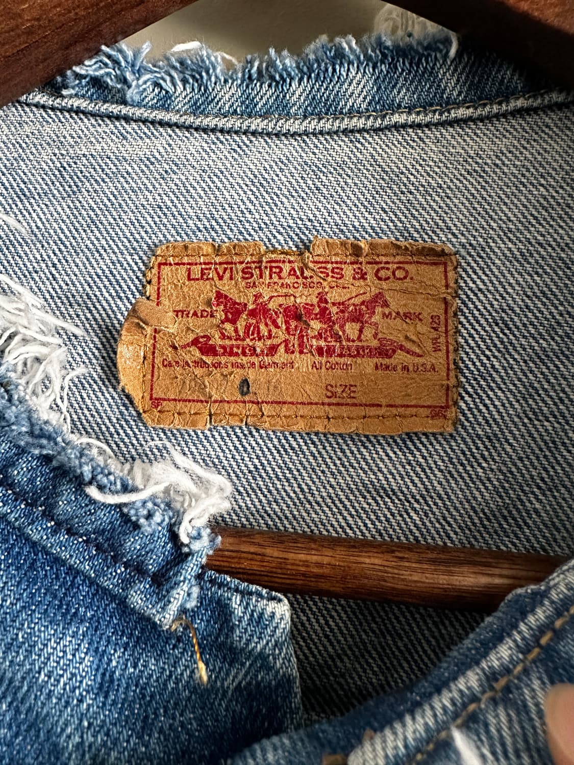 80s Levis usa 리바이스 컷오프 커스텀 데님 트러커 상품이미지3