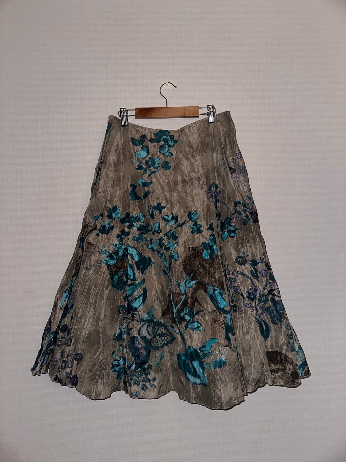 빈티지 오리엔탈 플라워 패턴 미디 스커트 상품이미지2