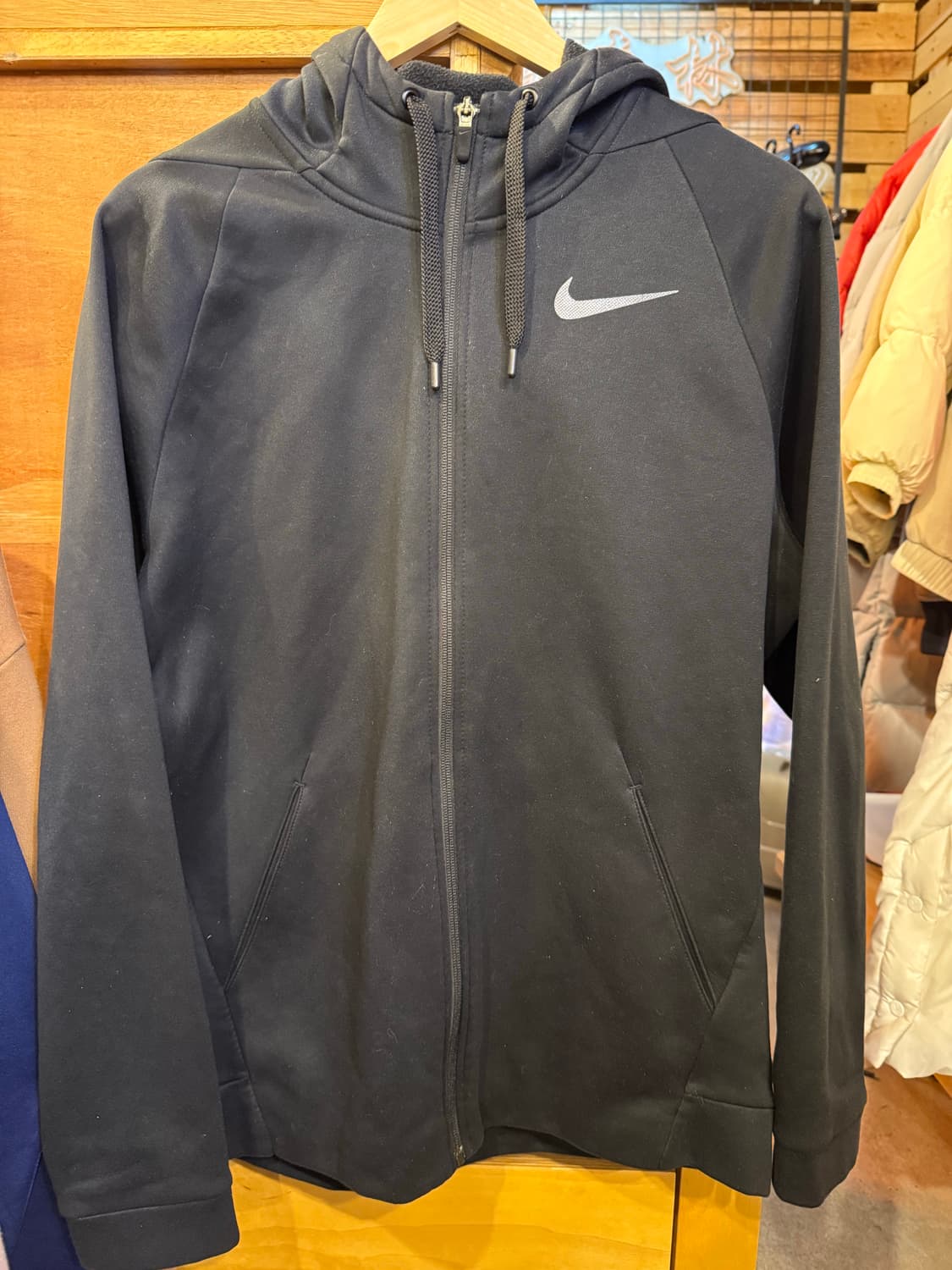 나이키 기모 블랙 후드집업 상품이미지1