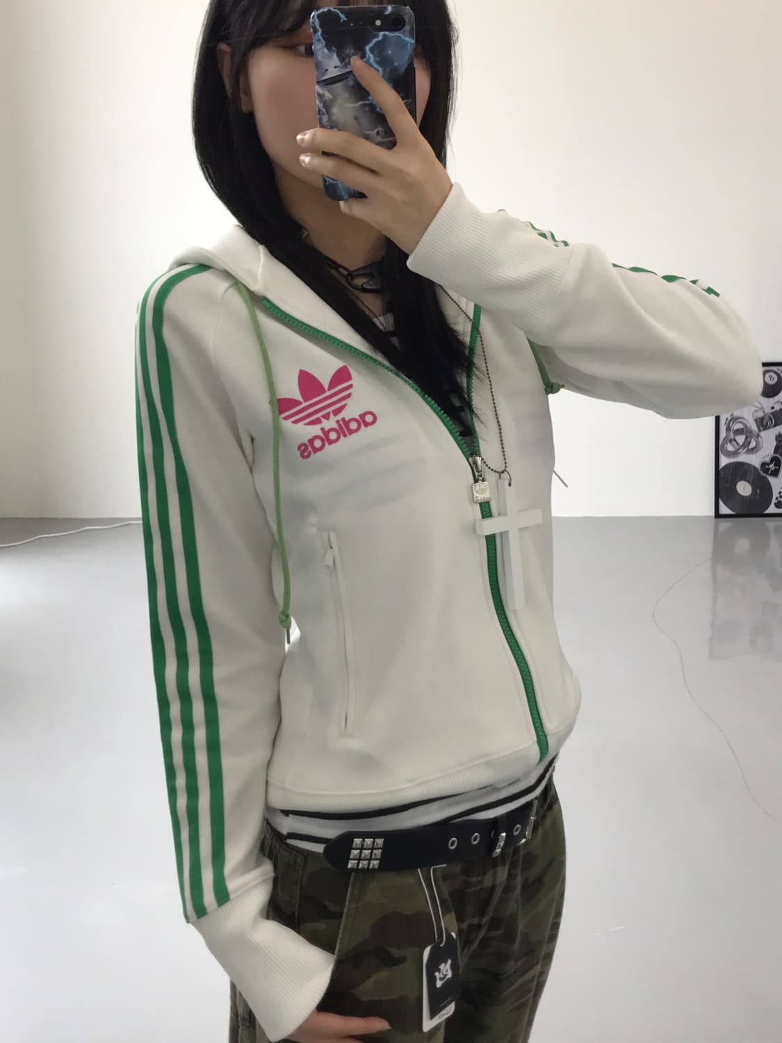 Adidas White & Green Firebird Zip Up 상품이미지2