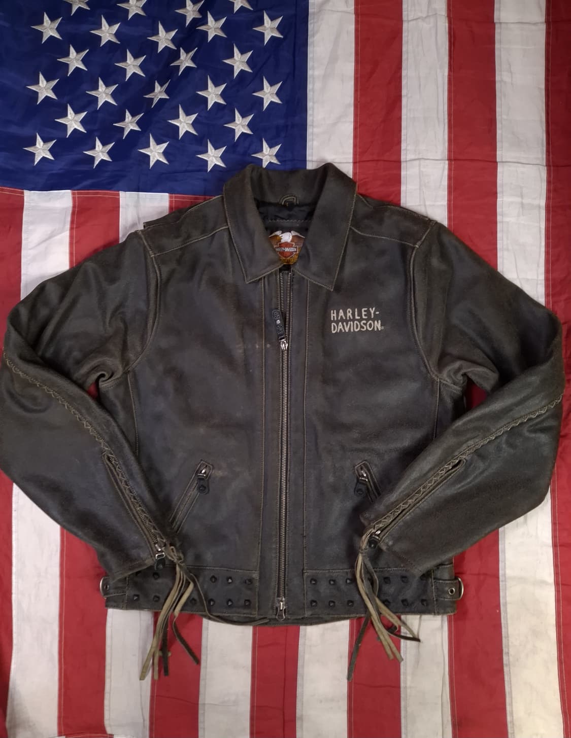 오리지날 할리데이비슨 리얼레더 이글 테슬 라이더자켓 상품이미지3