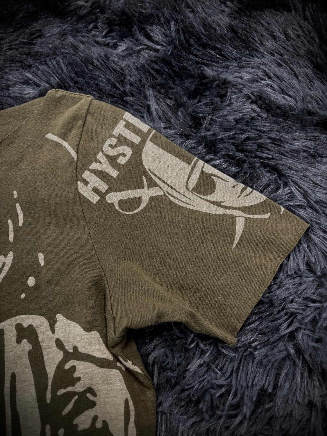 Hysteric glamour 90’s 카키 트라이벌페이스 반팔 티셔츠 상품이미지4