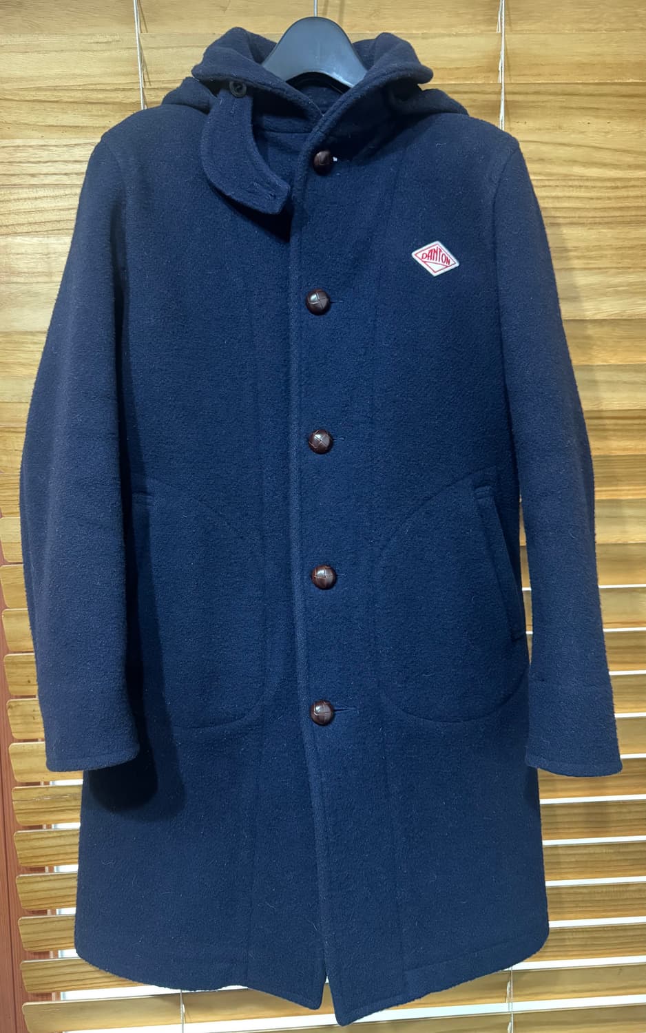 단톤 울 후드 롱코트 네이비(85사이즈) 상품이미지1