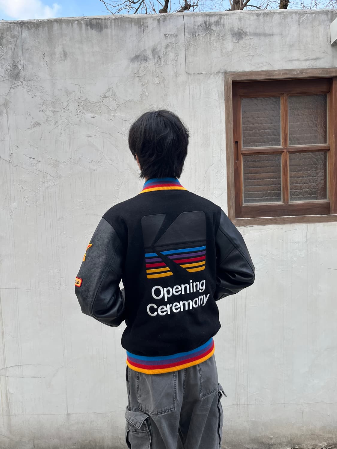 오프닝세레머니 X 코닥 레인보우 패치 바시티자켓 상품이미지1