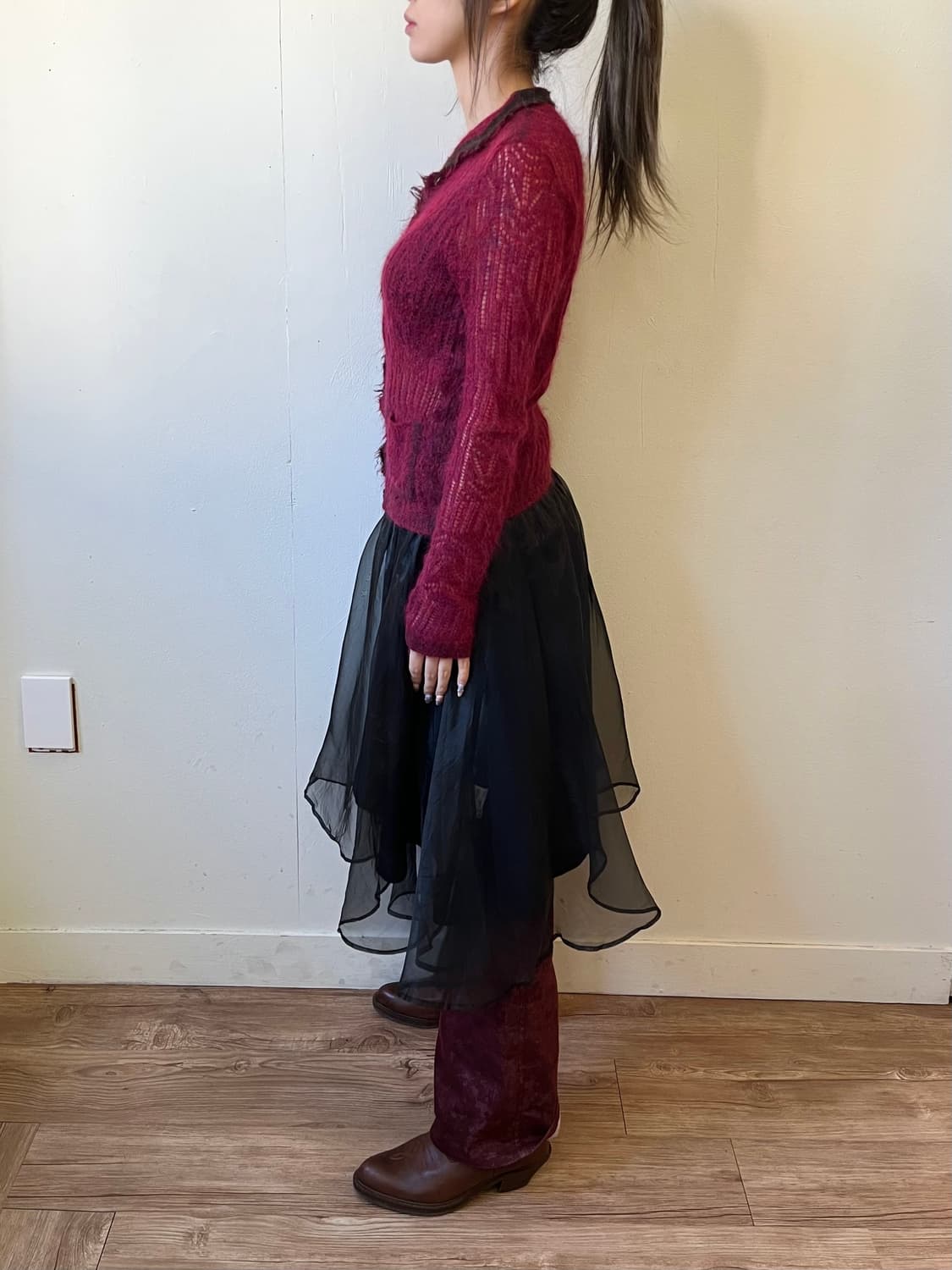 BLANCE 로즈 시스루 가디건 상품이미지8