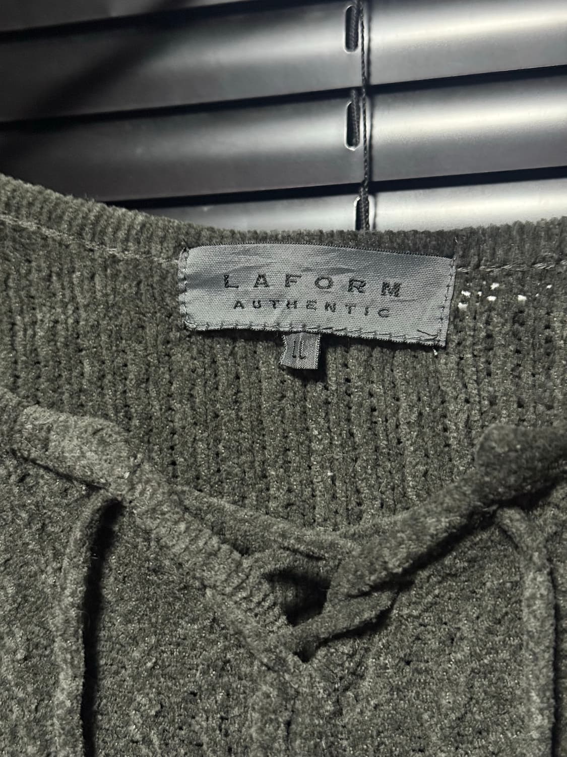 LAFORM 헨리넥 가슴 끈 와플 니트 벌룬 차콜 고스 펑크 락시크 일본 상품이미지6