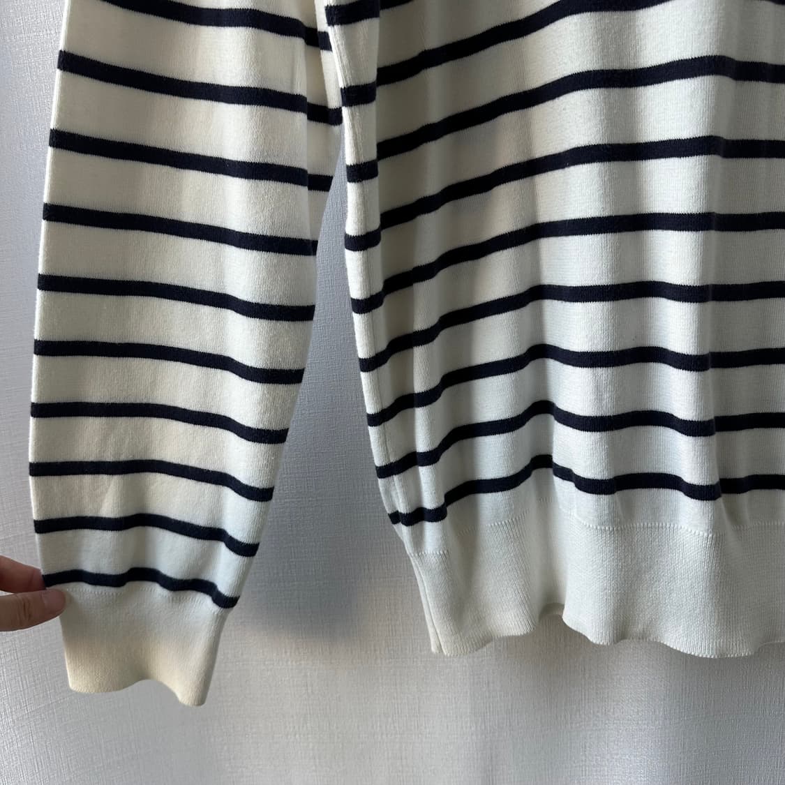 폴로 랄프로렌 피마 코튼 스트라이프 라운드 니트 화이트 네이비 L 상품이미지3