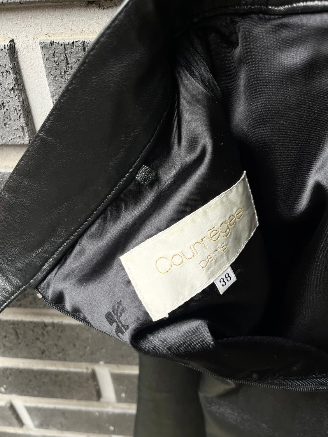 90s Courreges 꾸레쥬 램스킨 양가죽 스커트 블랙 상품이미지10