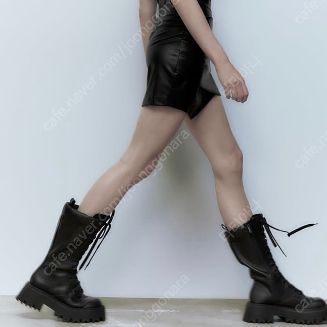 zara 자라 레이스업 트랙솔 레더 부츠 블랙 상품이미지2