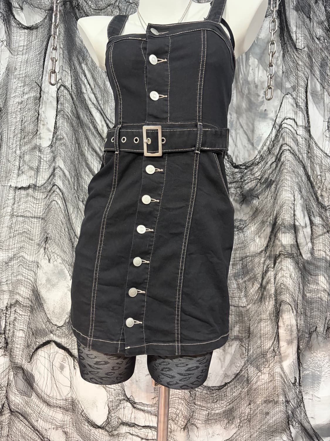 Y2K stitch belt one-piece 상품이미지5